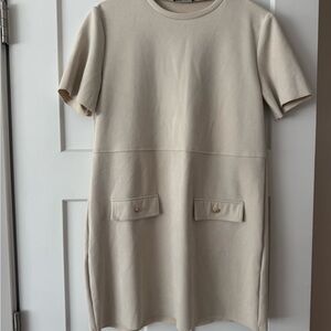 Zara Beige Short Sleeve Dress